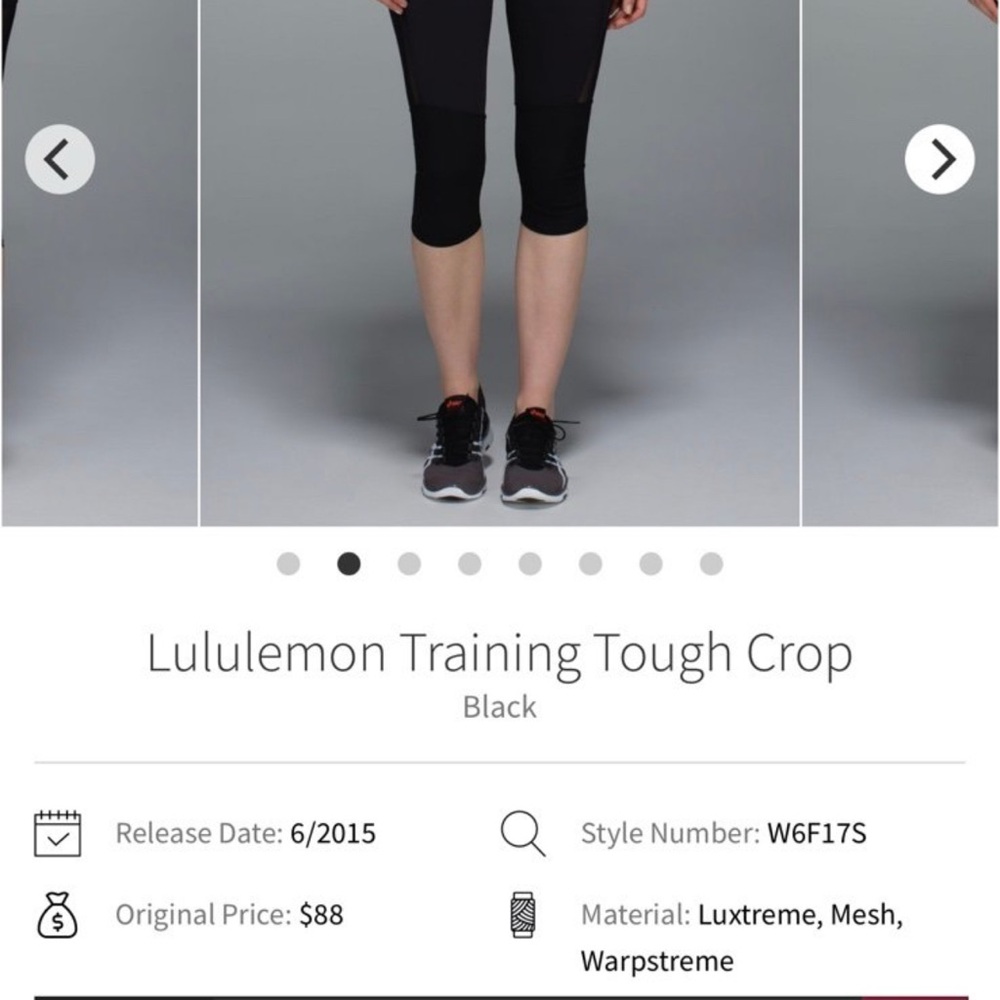 Lululemon Athletica Black Mesh Crop Leggings